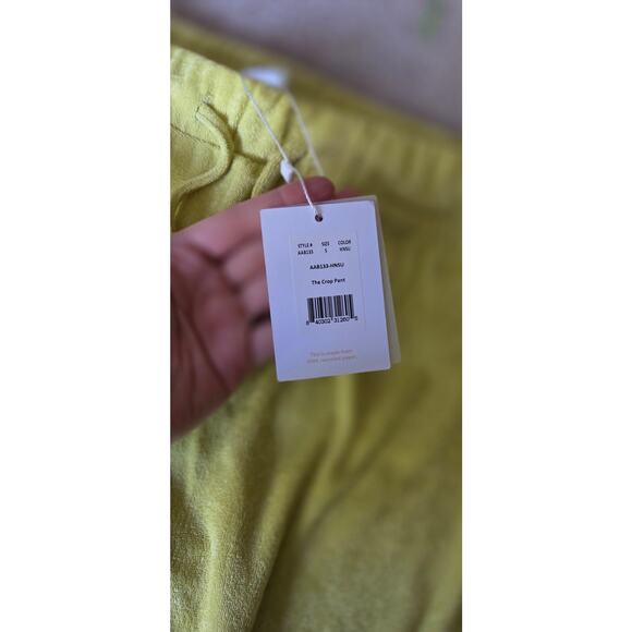 NWT Andie The Crop Pant Yellow/Green Size Small Lounge Terry  Cloth - Picture 4 of 9